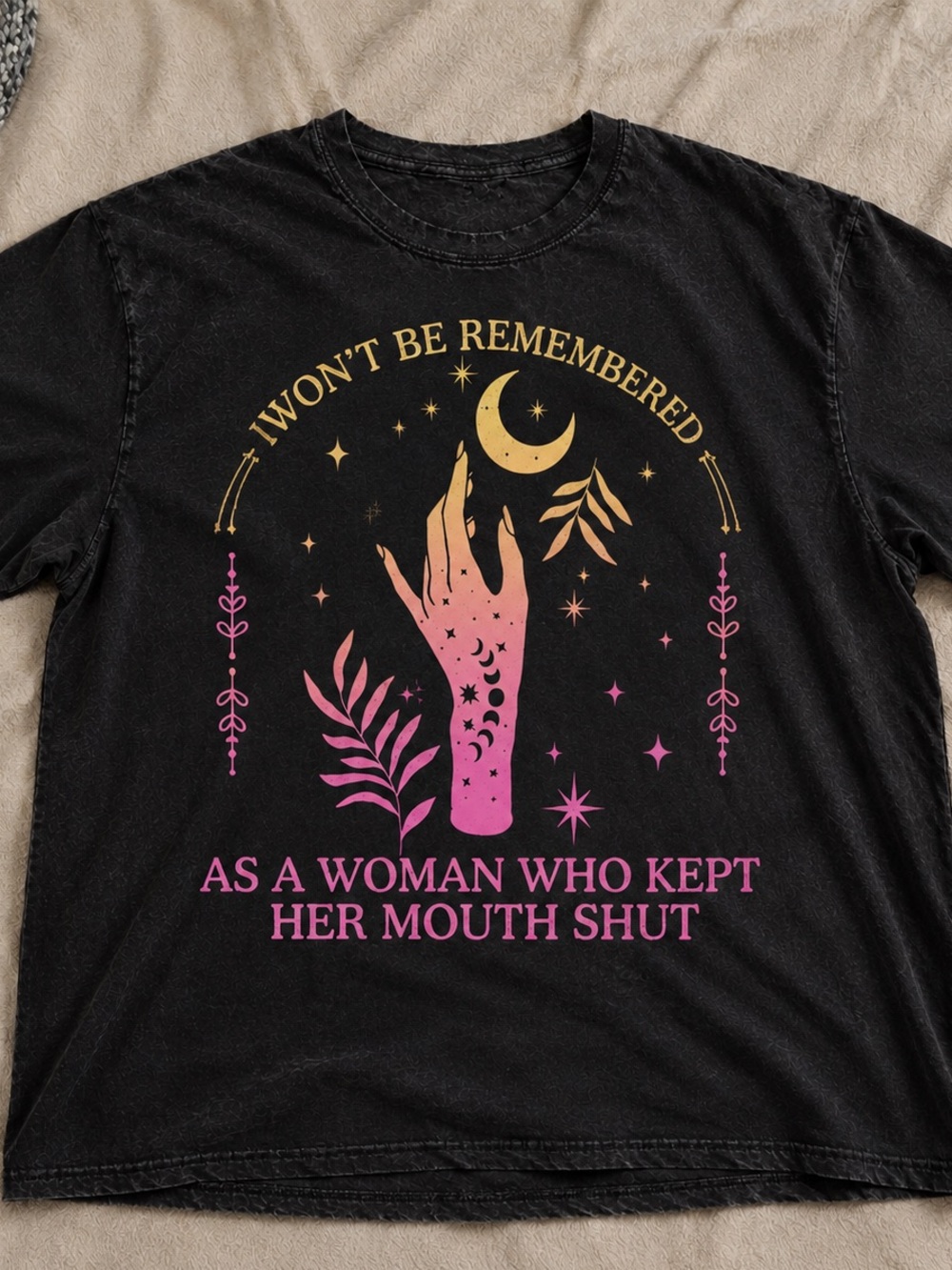 Feminist celestial empowerment shirt, Mystical Quote Graphic Tee - Unisex Black